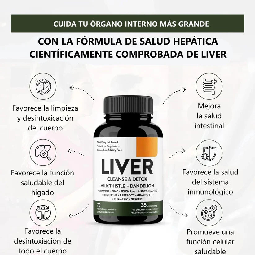 LIVER™ – DESINTOXICACIÓN HEPÁTICA EN SOLO 7 DÍAS (70 cápsulas)