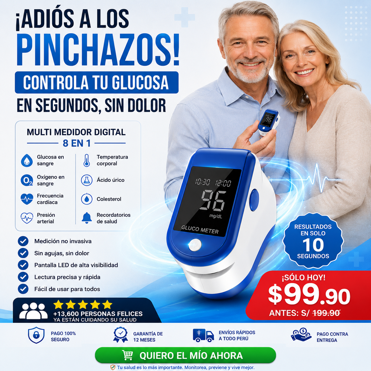 CONTROLA TU GLUCOSA EN SEGUNDOS, SIN PINCHAZOS Y SIN DOLOR - 8 EN 1✨