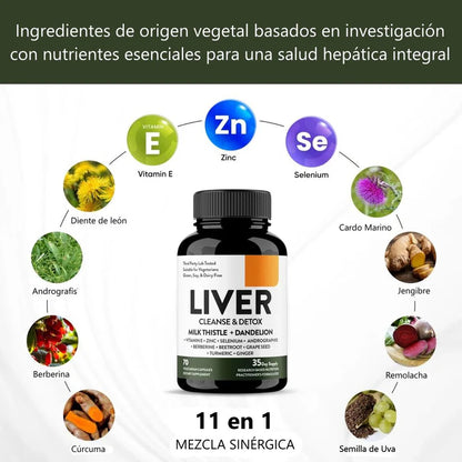 LIVER™ – DESINTOXICACIÓN HEPÁTICA EN SOLO 7 DÍAS (70 cápsulas)