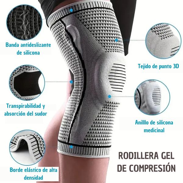 Rodillera Terapéutica de Compresión con Gel y Soporte Lateral