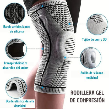 Rodillera Terapéutica de Compresión con Gel y Soporte Lateral