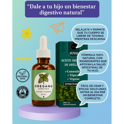 Aceite Vegetal de Semillas de Orégano | Soporte intestinal para niños