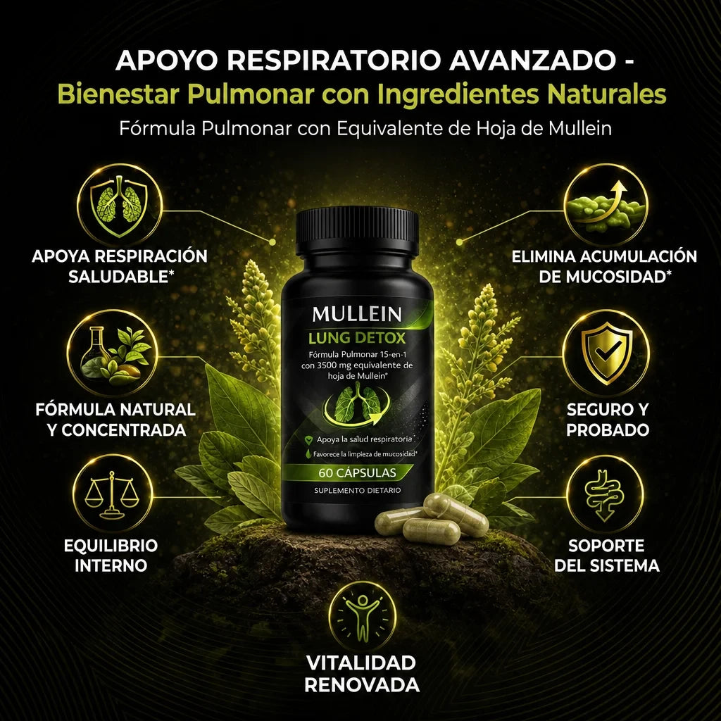 MULLEIN LUNG DETOX Ayuda a Mantener Tus Pulmones Limpios y Saludables En menos de 7 días