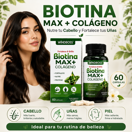 BIOTINA MAX + COLÁGENO | Nutre tu Cabello y Fortalece tus Uñas