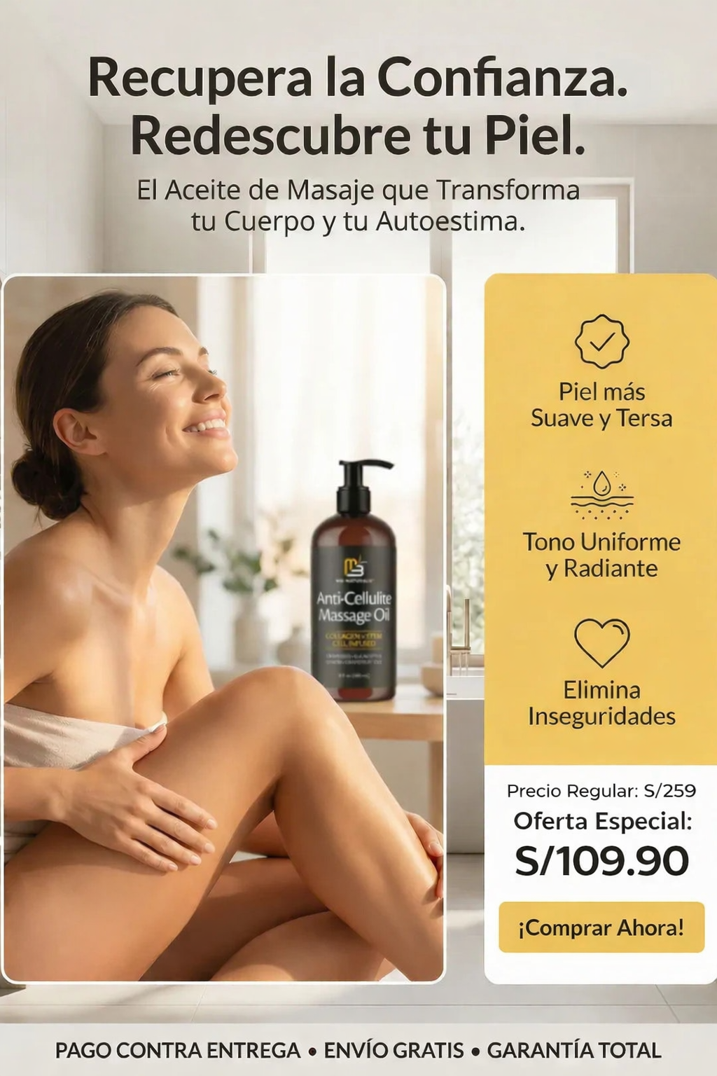 Aceite Anticelulítico Natural con Colágeno y Extractos de Células Madre 🌿